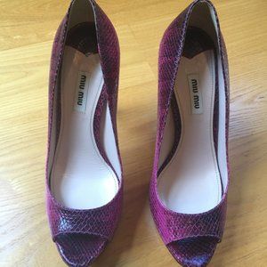 Miu Miu Snakeskin Open-toe Pumps Platforms Size 39